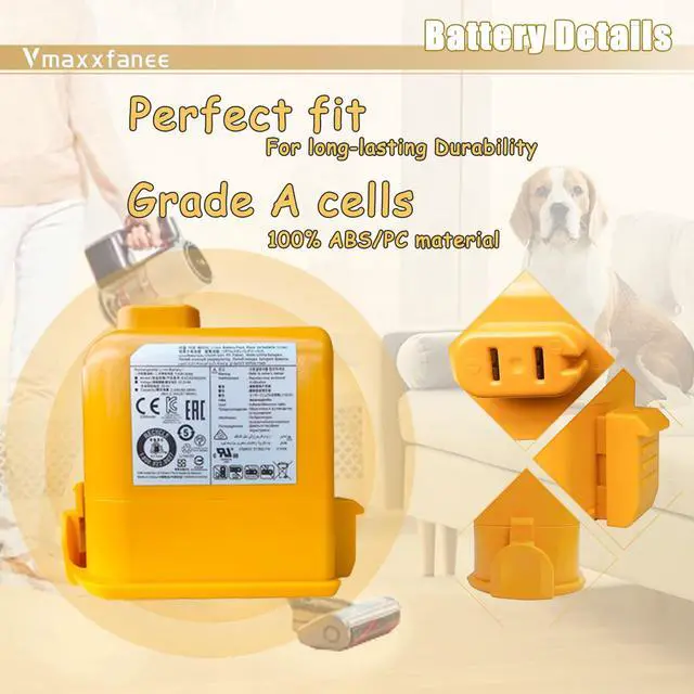 Alt view image 3 of 6 - EAC63382204 EAC63382208 Battery Replacement for LG Cord Zero A9 A9+ A927KGMS A927KVMS A929KVM A908VMR A958 A958SK A958SA A9S A9M A9 Plus A9K-CORE A9K A9K MAX A916