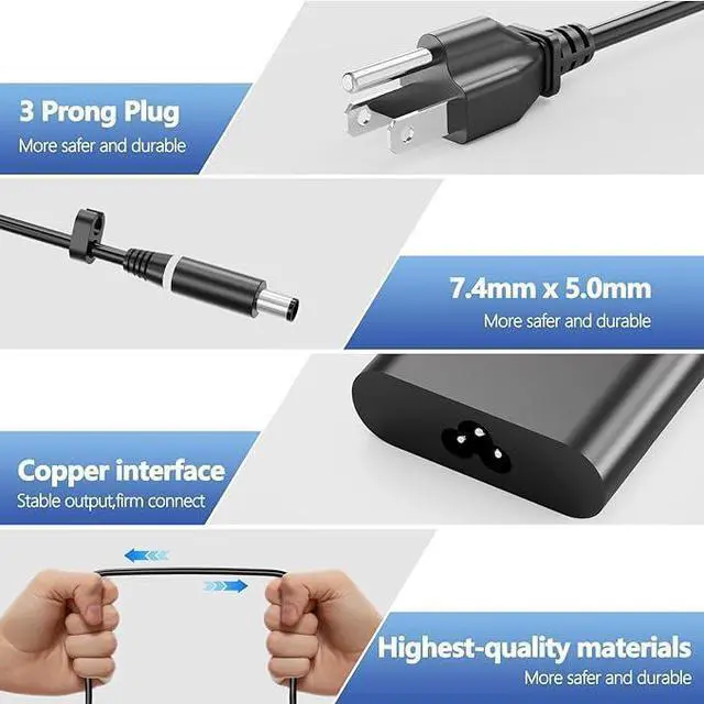 Alt view image 2 of 5 - 65W Charger 7.4x5.0mm Fit for Dell LA65NM130 Latitude Notebook | Compatible HA65NM130 PA-12, Latitude 5490 7490 E6430 E7450 Inspiron 15R 5537 17R 5720 3521 65W Dell laptop charger