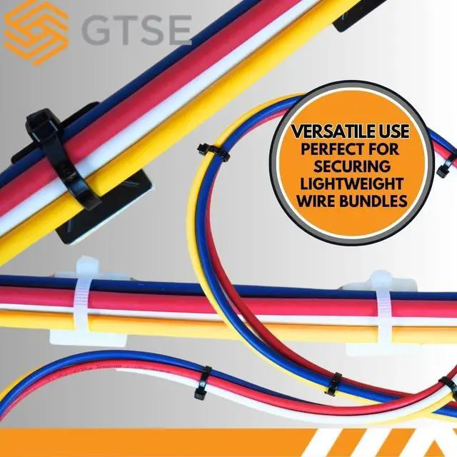 Alt view image 5 of 7 - 100 Pack Black Zip Tie Mounts, 1" Adhesive Mounting Squares, Cable Tie Mount, Cable Clips Organizer Holders, Zip Tie Anchor for Wire Bundles, UV Resistant Tie Wrap Bases