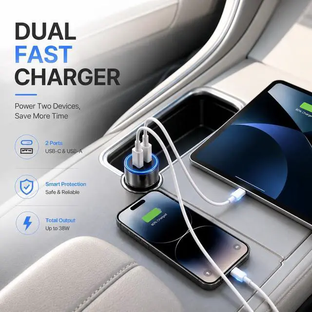Alt view image 3 of 7 - GPS Tracker for Vehicles, Car GPS Tracker Hidden with Charging Port, Real-Time Vehicle Tracking Device for Cars, Anti-Theft GPS Locator & Parking Finder, No Monthly Fee, No SIM Card, iOS Only