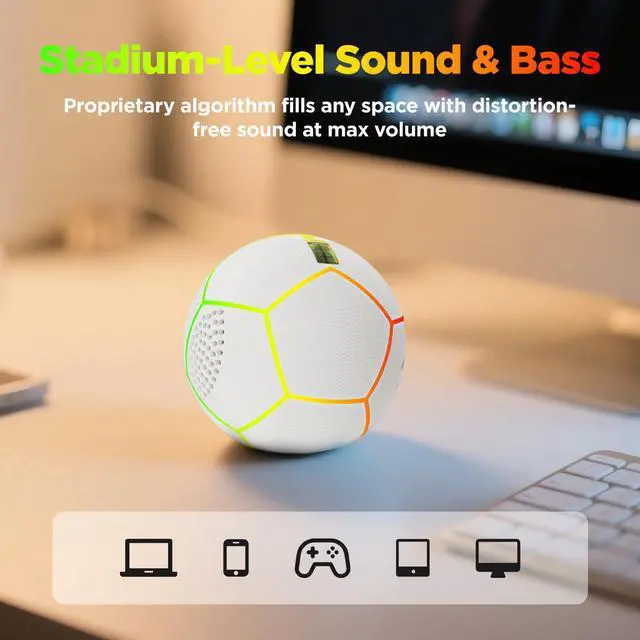 Alt view image 2 of 7 - Mini Light Up Glowing Soccer Ball Bluetooth Speaker | LED Luminous, Wireless Portable Audio, Birthday Christmas Gift, For Teen Kids Soccer Fans