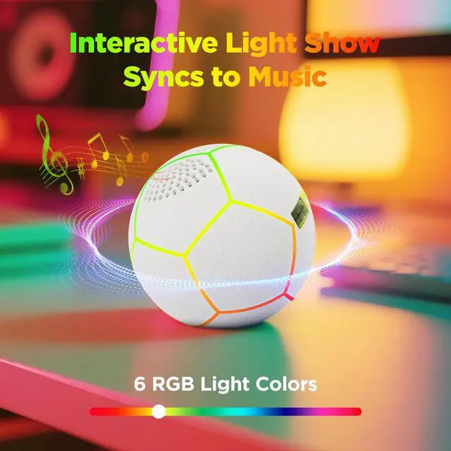 Alt view image 3 of 7 - Mini Light Up Glowing Soccer Ball Bluetooth Speaker | LED Luminous, Wireless Portable Audio, Birthday Christmas Gift, For Teen Kids Soccer Fans