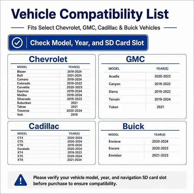 Alt view image 3 of 7 - 2026 GM Navigation SD Card Part 85856394, Compatible with Select Chevrolet GMC Cadillac Buick, USA CAN MEX Map Data, Support HUD Speed Limit
