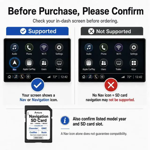 Alt view image 4 of 7 - 2026 GM Navigation SD Card Part 85856394, Compatible with Select Chevrolet GMC Cadillac Buick, USA CAN MEX Map Data, Support HUD Speed Limit