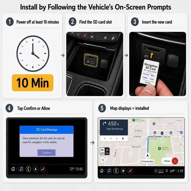 Alt view image 6 of 7 - 2026 GM Navigation SD Card Part 85856394, Compatible with Select Chevrolet GMC Cadillac Buick, USA CAN MEX Map Data, Support HUD Speed Limit