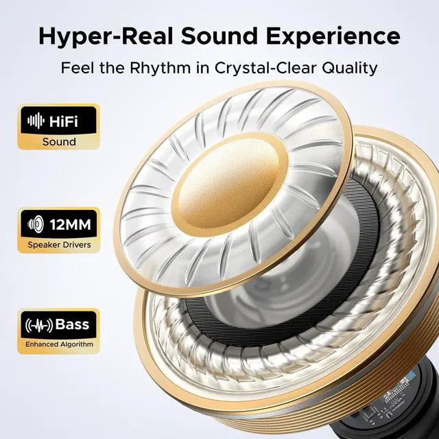 Alt view image 3 of 7 - ClipBuds Open-Ear Wireless Earbuds Headphones Bluetooth 6.0 | 4 Mic Clear Call, 12mm Diaphragm, 30H Playtime, App & Touch Control, IPX5, 4-Mic, 30H Playtime, For Fitness, For iOS Android