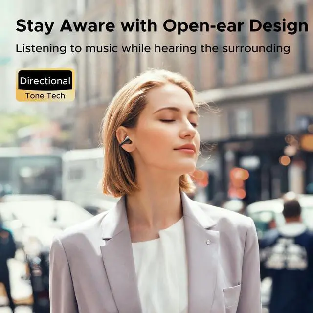 Alt view image 6 of 7 - ClipBuds Open-Ear Wireless Earbuds Headphones Bluetooth 6.0 | 4 Mic Clear Call, 12mm Diaphragm, 30H Playtime, App & Touch Control, IPX5, 4-Mic, 30H Playtime, For Fitness, For iOS Android
