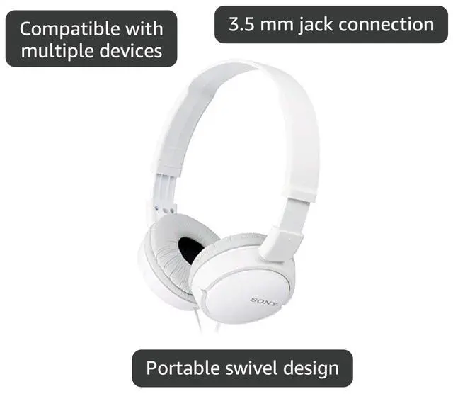 Alt view image 3 of 7 - Over On Ear Best Stereo Extra Bass Portable Headphones Headset for Apple iPhone iPod/Samsung Galaxy / mp3 Player / 3.5mm Jack Plug Cell Phone (White)