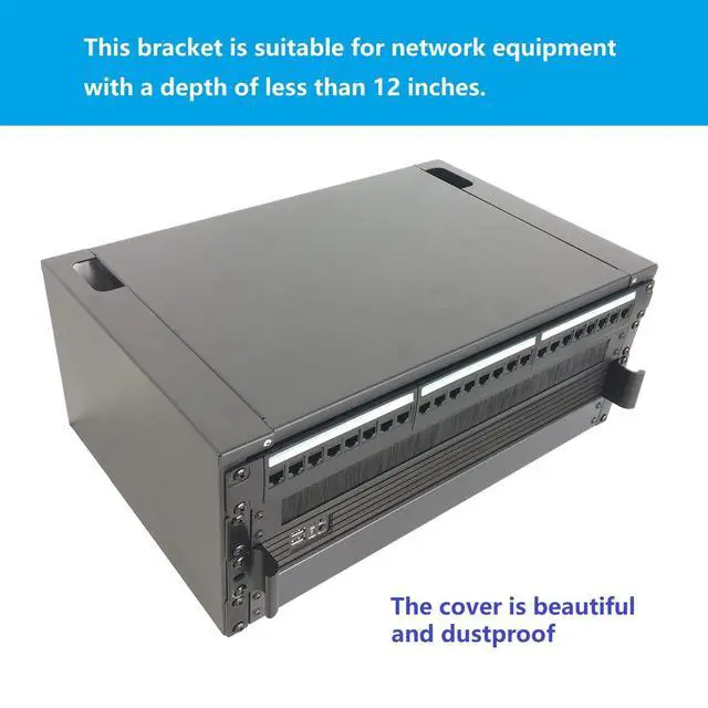 Alt view image 2 of 7 - 4U Wall Mount Rack Patch Panel Bracket with Top Cover-12 Deep | 19" Network Rack for Shallow IT and Server Equipments, Network Switches- 44lbs Capacity, Black (JCM-OWMC4U)