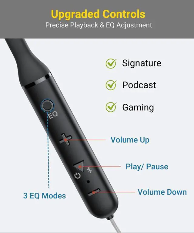 Alt view image 4 of 7 - Wireless Neckband Headphones, Noise Reduction 27dB NRR, aptX HD, 3 EQ Modes, 40H Battery Life, OSHA Compliant