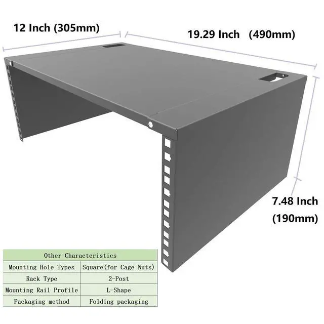 Alt view image 5 of 7 - 4U Wall Mount Rack Patch Panel Bracket with Top Cover-12 Deep | 19" Network Rack for Shallow IT and Server Equipments, Network Switches- 44lbs Capacity, Black (JCM-OWMC4U)