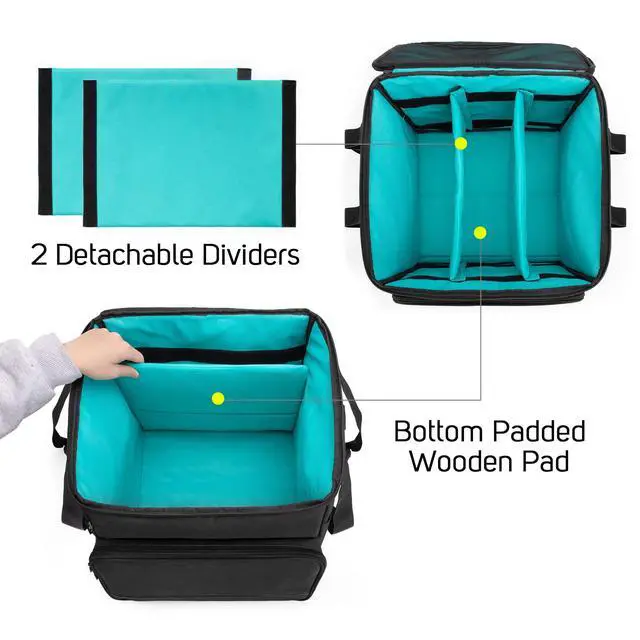 Alt view image 2 of 7 - Vinyl Record Carry Bag with 2 Dividers Holds up to 60 LP Records | 2 Detachable Dividers, Album Storage Case for Travel and Collection, Bag Only