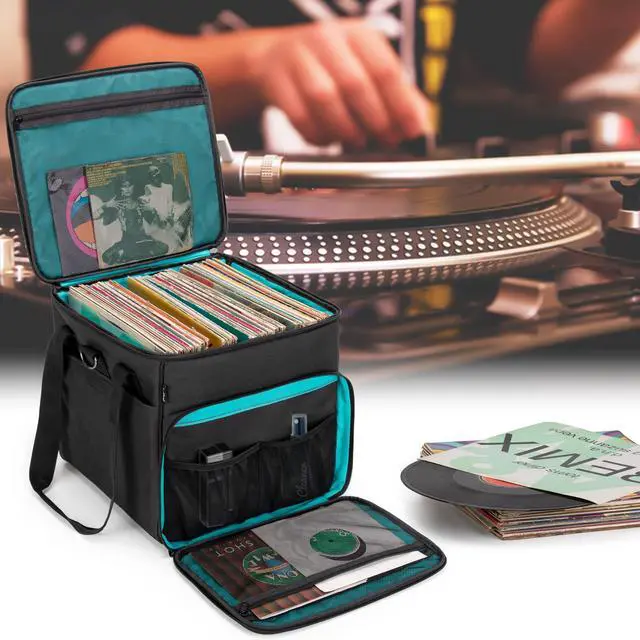 Alt view image 7 of 7 - Vinyl Record Carry Bag with 2 Dividers Holds up to 60 LP Records | 2 Detachable Dividers, Album Storage Case for Travel and Collection, Bag Only