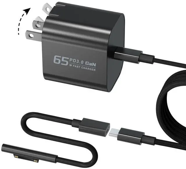 Main image of 65W Charger for Microsoft Surface Pro 12 (2025) 11 10 9 8 7+ 7 6 5 4 3 X | for Surface Pro 2-in-1 Tablet (2024), Surface Laptop/Book/Go Windows Surface Charger Adapter Model 1706