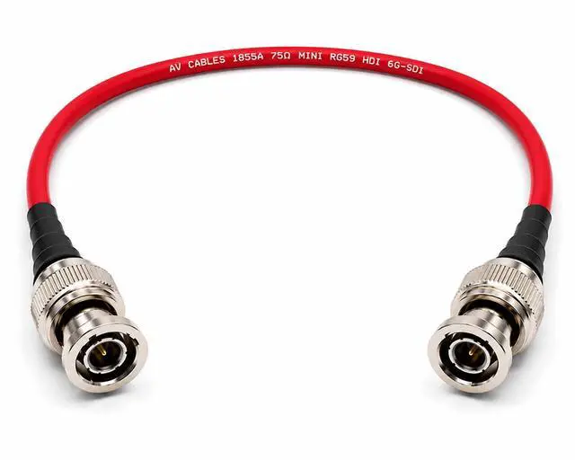 Alt view image 2 of 7 - 1855A 6G HD-SDI BNC to BNC Cable | Using Belden Mini RG59 75 Ohm Broadcast Video Coax | 1080p, 3G, 6G SDI - (Red 150ft)