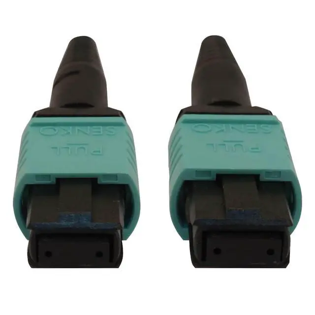 Alt view image 3 of 4 - Multimode Fiber Patch Cable, 50/125 OM3 MTP/MPO (F/F), 12 Fiber, 40/100/400GbE, Aqua LSZH Jacket, 10 Meters / 32.8 Feet, Limited Manufacturer's (N844B-10M-12-P)