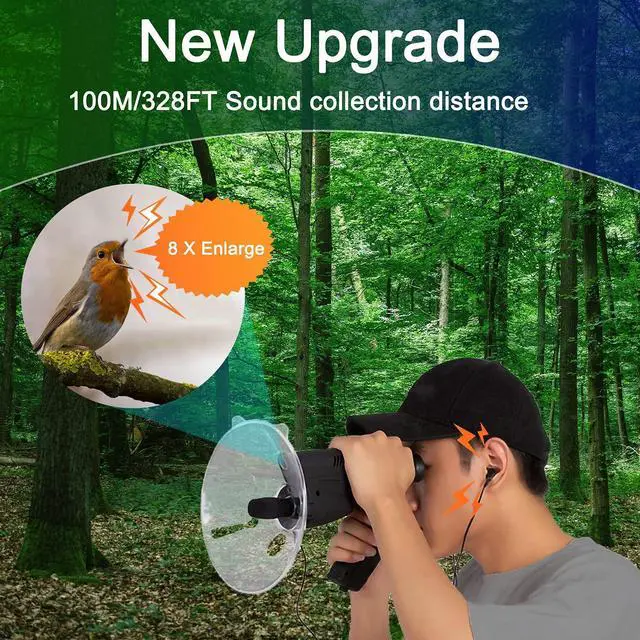 Alt view image 2 of 7 - Bird Recording Observing Listening Device Telescope,5 Hours Long Recording,Listen and Observed to Upto 320ft Long Range Bionic Ear Electronic Listenin