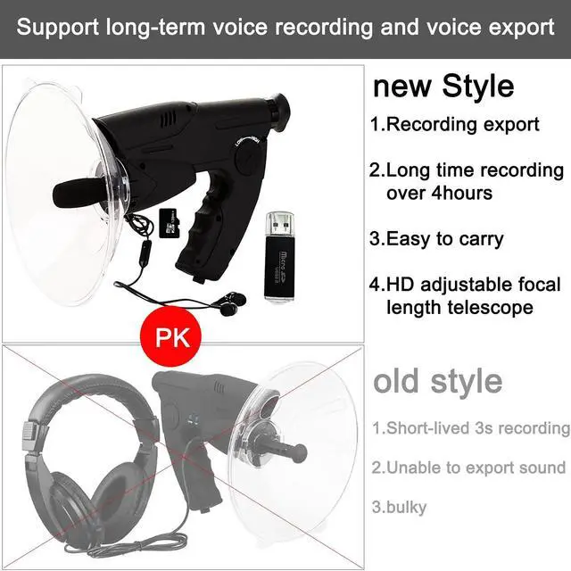 Alt view image 3 of 7 - Bird Recording Observing Listening Device Telescope,5 Hours Long Recording,Listen and Observed to Upto 320ft Long Range Bionic Ear Electronic Listenin