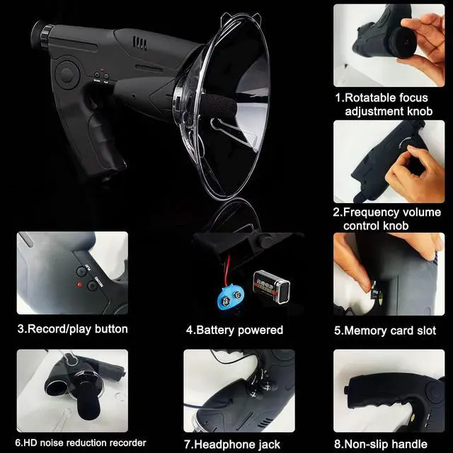 Alt view image 4 of 7 - Bird Recording Observing Listening Device Telescope,5 Hours Long Recording,Listen and Observed to Upto 320ft Long Range Bionic Ear Electronic Listenin