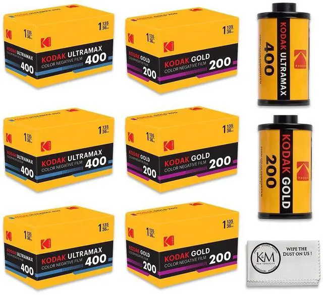 Main image of Eastman Ultramax 400 & Gold 200 35mm Color Negative Film (6 Rolls) | 36 Exposures per Roll with 3 Rolls of Ultramax 400 and 3 Rolls of Gold 200 + Microfiber Cloth