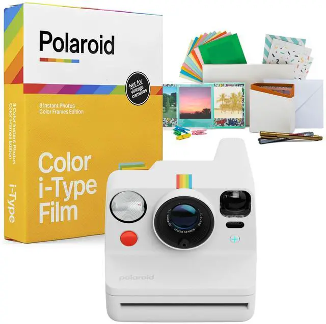 Main image of Now Plus Generation 3 Instant Camera Bundle (White) | Two-Lens Autofocus System, Color Film for I-Type (Color Frames Edition), Manual Mode, (3 items)