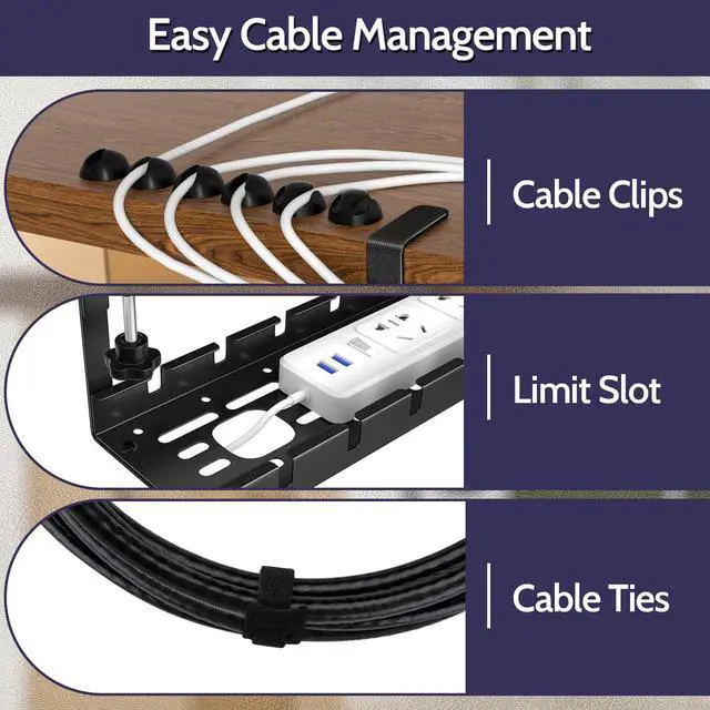 Alt view image 6 of 7 - Cable Management Under Desk, 15.7"-31" Retractable Cable Management Tray, No Drilling Cord Organizer with Clamp for Desk, Under Table Wire Management Tray for Home Office