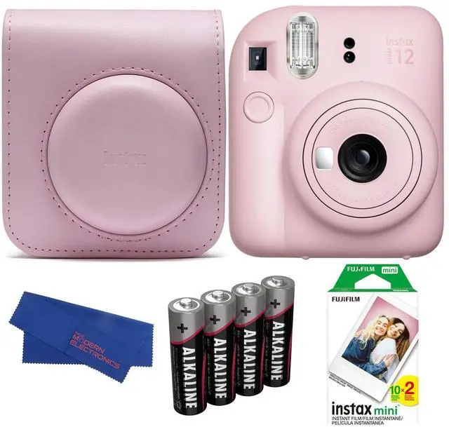 Main image of INSTAX MINI 12 Instant Film Camera Bundle, Includes: INSTAX Mini Film (20 Exposures), INSTAX Mini 12 Case and More (5 Items) (Blossom Pink)