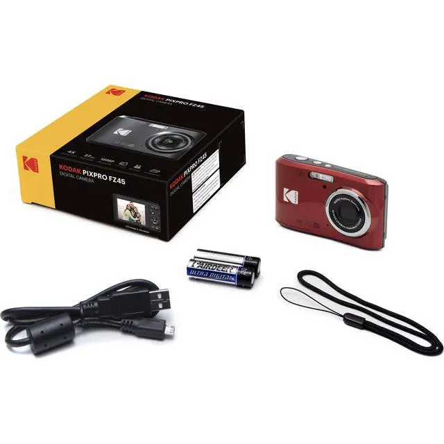 Alt view image 4 of 7 - Kodak PIXPRO FZ45 16MP Digital Camera 4X Optical Zoom 27mm Wide Angle 1080P Full HD Video 2.7" LCD Camera (Red) + Padded Case + 64GB Card + Cleaning Cloth