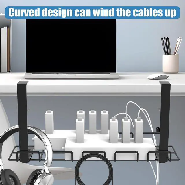 Alt view image 6 of 7 - Under Desk Cable Management Tray with 52Pcs Different Essential Accessories | No Drill Steel Cord Organizer Kit for Home Office Standing Desk (15.7/13.4inch, Black)