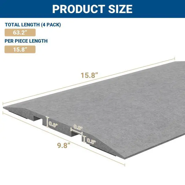 Alt view image 3 of 7 - Floor Cord Cover,63.2Carpet Felt Cable Cover,2 Channels,Grey | Extension Cord Hider With Velcro/3M Tape,Low Profile Cable Management For Office,Exhibitions,Home