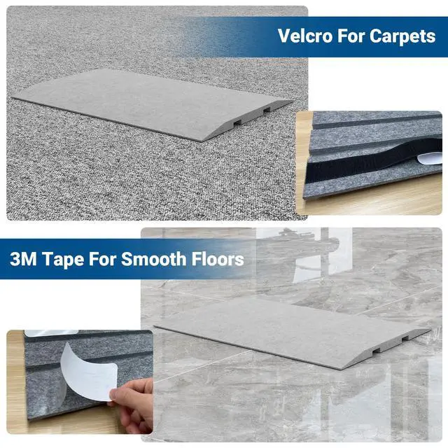 Alt view image 7 of 7 - Floor Cord Cover,63.2Carpet Felt Cable Cover,2 Channels,Grey | Extension Cord Hider With Velcro/3M Tape,Low Profile Cable Management For Office,Exhibitions,Home