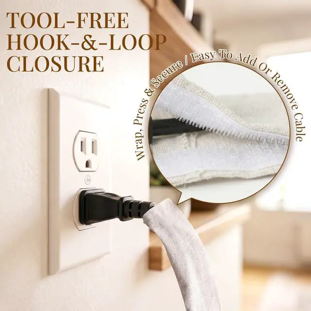 Alt view image 3 of 7 - 2-Pack 6FT Linen Fabric Cord Covers for Chandelier Chains & Wires | Soft Hook-and-loop Cable Sleeves Conceal TV, Audio, Computer and Wall Cords for A Cleaner Home Décor Setup