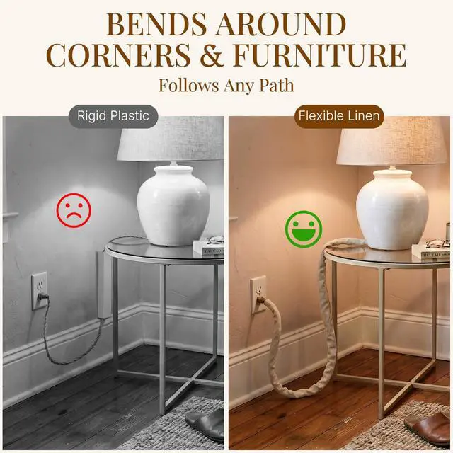 Alt view image 5 of 7 - 2-Pack 6FT Linen Fabric Cord Covers for Chandelier Chains & Wires | Soft Hook-and-loop Cable Sleeves Conceal TV, Audio, Computer and Wall Cords for A Cleaner Home Décor Setup