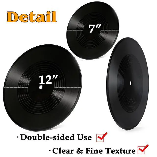 Alt view image 2 of 7 - 5 12 Inch & 10 7 Inch Vinyl Records Decor Set, Double-Sided Blank Records with 14 Pens, 30 Labels, Triple Display Methods, Popular Vinyl Records for Birthday Guestbook Party Decor