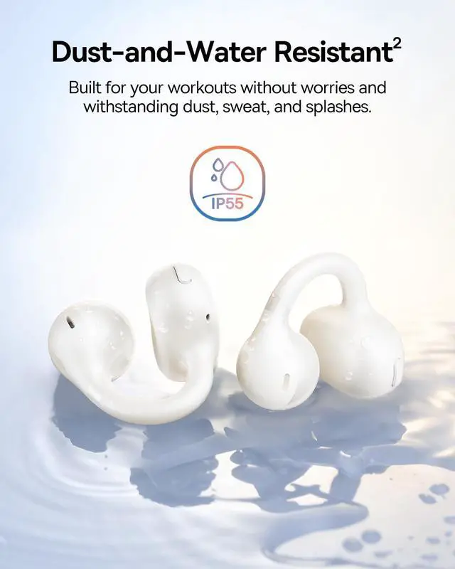 Alt view image 5 of 7 - Bass BC1 Open Ear Earbuds Clip-On Headphones, Open-Ring Comfort with Tri-Curve Snug Clip, Powerful Sound with SuperBass, 4-Mic Clear Calls, IP55 Waterproof, 38H Playtime, Lightweight