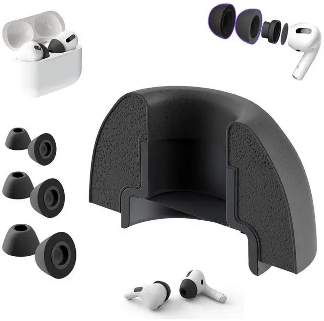 Main image of AirFoams Pro Ultra V5.0 Memory Foam Ear Tips for AirPods Pro 1 & 2 Black Color, Anti Slip, Better All Day Comfort, Don't Fall Out, Noise Cancelling, Better Sound (3 Pairs-S/M/L)