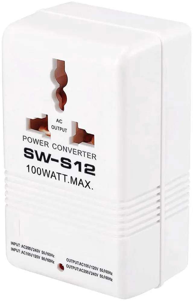 Main image of 110V to 220V Step Up & Down Power Voltage Converter 100 Watt Transformer for Travel,White