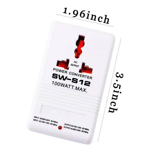 Alt view image 2 of 7 - 110V to 220V Step Up & Down Power Voltage Converter 100 Watt Transformer for Travel,White