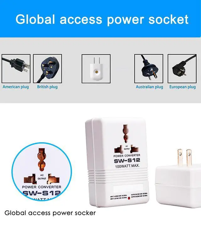 Alt view image 3 of 7 - 110V to 220V Step Up & Down Power Voltage Converter 100 Watt Transformer for Travel,White