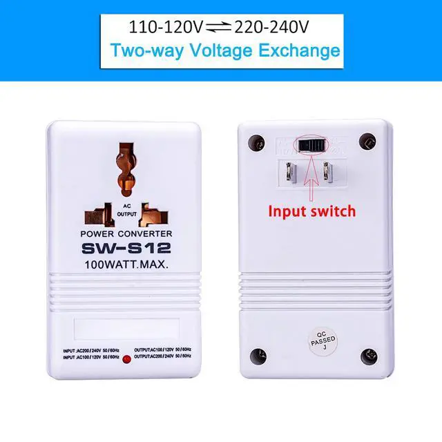 Alt view image 5 of 7 - 110V to 220V Step Up & Down Power Voltage Converter 100 Watt Transformer for Travel,White