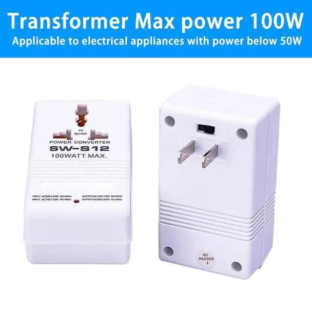 Alt view image 7 of 7 - 110V to 220V Step Up & Down Power Voltage Converter 100 Watt Transformer for Travel,White