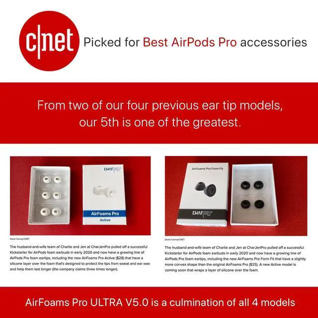 Alt view image 4 of 7 - AirFoams Pro Ultra V5.0 Memory Foam Ear Tips for AirPods Pro 1 & 2 Black Color, Anti Slip, Better All Day Comfort, Don't Fall Out, Noise Cancelling, Better Sound (3 Pairs-S/M/L)