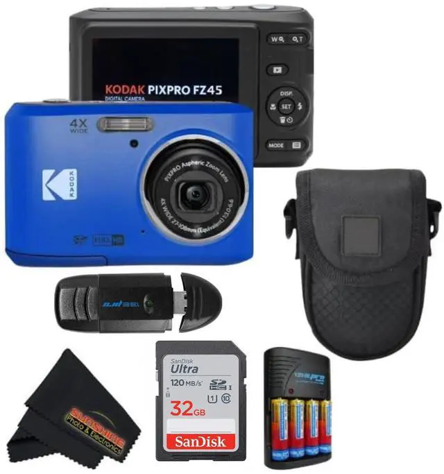 Main image of PIXPRO FZ45 16MP CMOS Sensor Digital Camera 5X Optical Zoom with Sunshine Photo Microfiber Cleaning Cloth (Advanced Bundle, Blue)