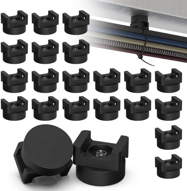 Main image of 20 Pack Magnetic Cable Zip Tie Base, Scratch-Proof Magnet Zip Tie Mount for Office & Garage Cable Management, Reusable Magnetic Zip Tie Wire Holder for Secure Wire Routing