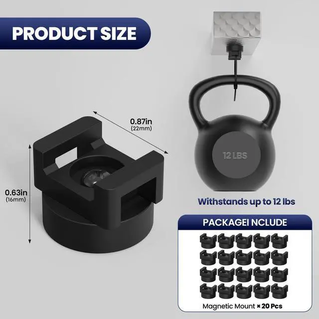 Alt view image 2 of 7 - 20 Pack Magnetic Cable Zip Tie Base, Scratch-Proof Magnet Zip Tie Mount for Office & Garage Cable Management, Reusable Magnetic Zip Tie Wire Holder for Secure Wire Routing
