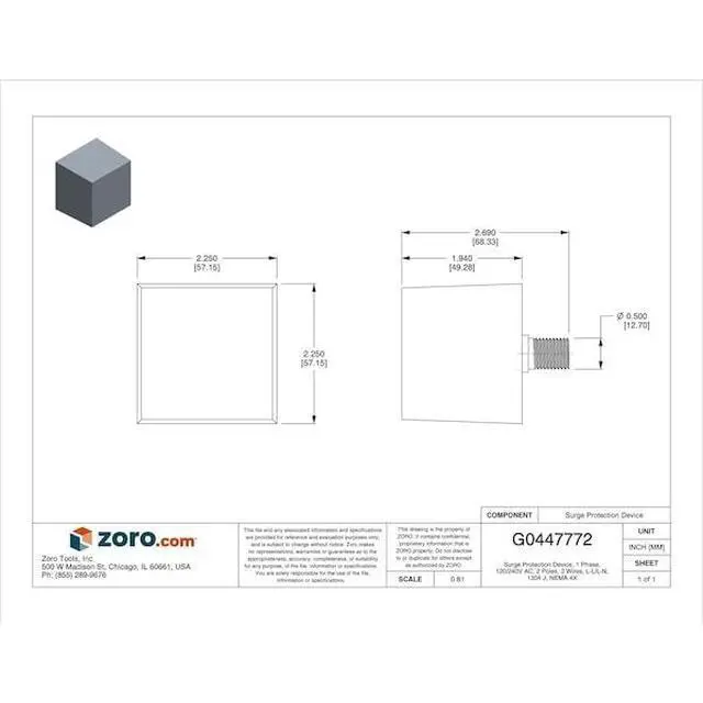 Alt view image 2 of 3 - Square D - SDSA1175 Panel Mounted Single Phase Type 1 Surge Protective Device
