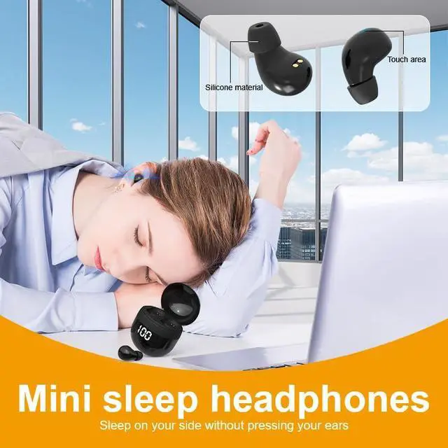 Alt view image 5 of 7 - Invisible Mini Earbuds Wireless Bluetooth, Ultra-Comfort & Lightweight Wireless Mini Sleep Headphones, Unique Tumbler Portable Charging Case, Soft In-Ear Ear Plugs for Sleeping Small Ears Gym (Black)