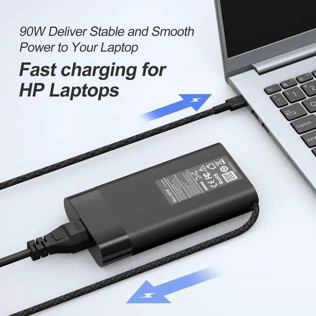 Alt view image 3 of 7 - 90W 65W OmniBook Charger Compatible with HP OmniBook X 7 Flip 16'' 14'' 17.3 inch OmniBook 5 OmniBook 3 Business Laptop, OmniBook X 14, X Flip 14 16, X Flip 2-in-1/Ultra G1i 14 inch Next Gen AI PC