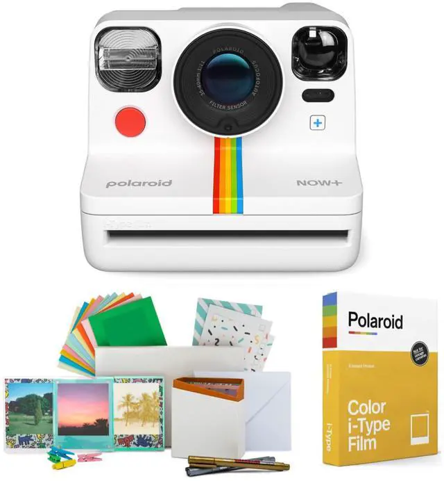 Main image of Now 2nd Generation I-Type Instant Film Camera (White) | Color 8 Exposures, Magnetic Hanging Photo Frames, (3 items)
