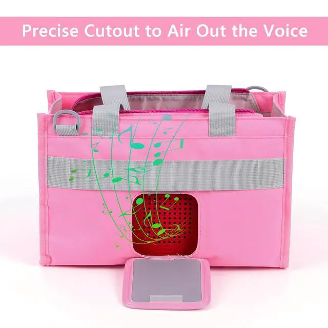 Alt view image 3 of 7 - Pink Storage Bag for Toniebox 1&2 Starter Set, Figures & Accessories | Carrying Bag for Toniebox 2, multi-compartment layout, adjustable shoulder strap, double zippers, lightweight portable design